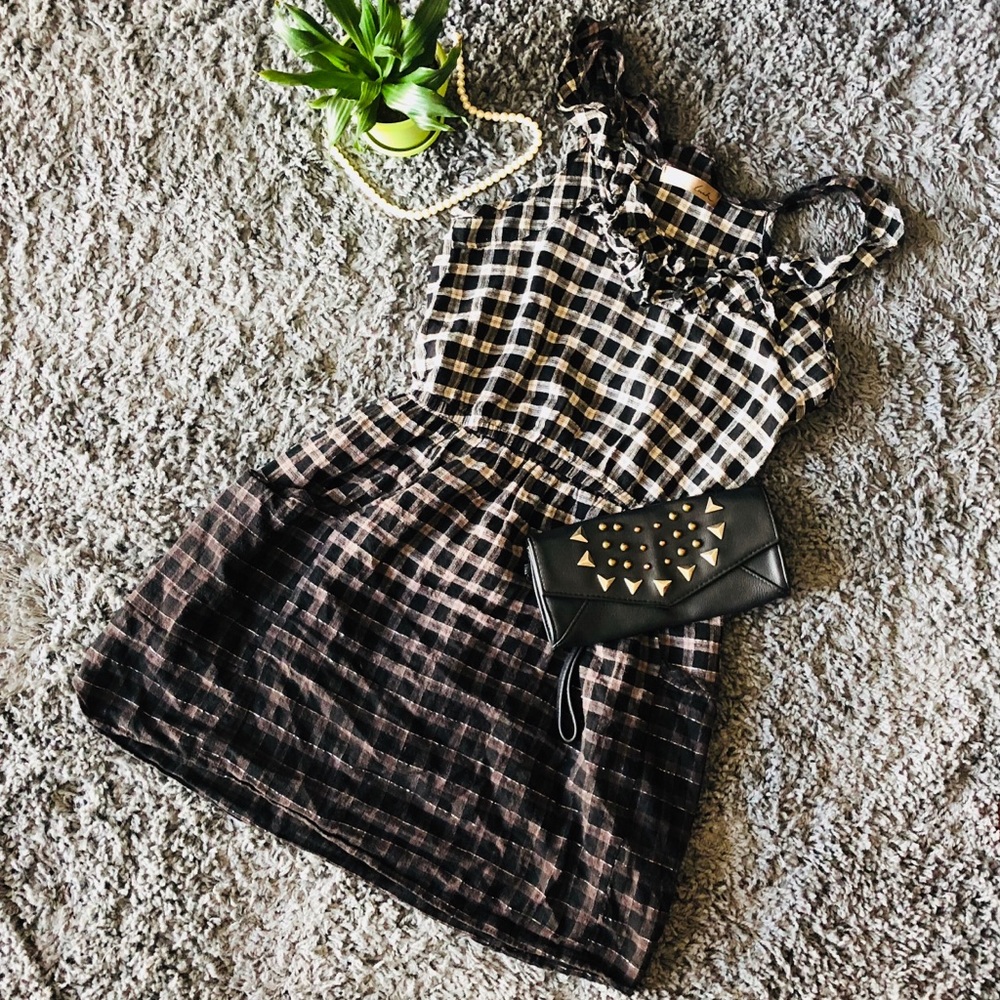 ❌SOLD Plaid, ombré dress with silver details